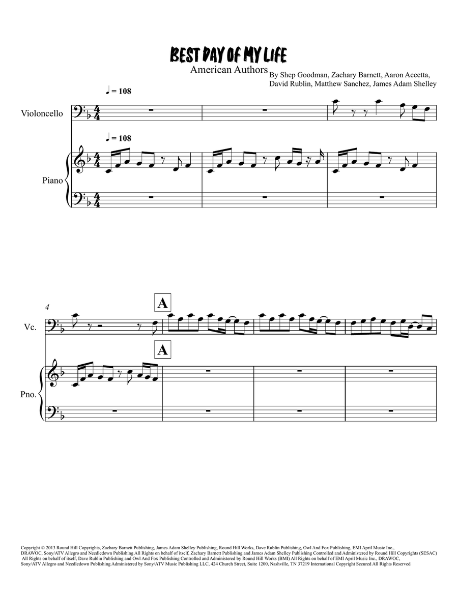 Best Day Of My Life Best Day Of My Life Piano scores gallery preview page 1