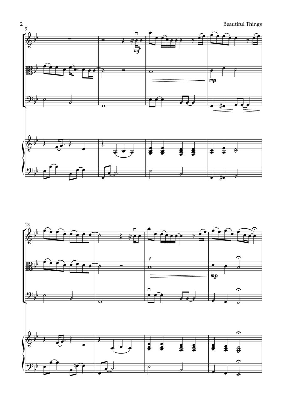 Beautiful Things Piano Quartet scores gallery preview page 2