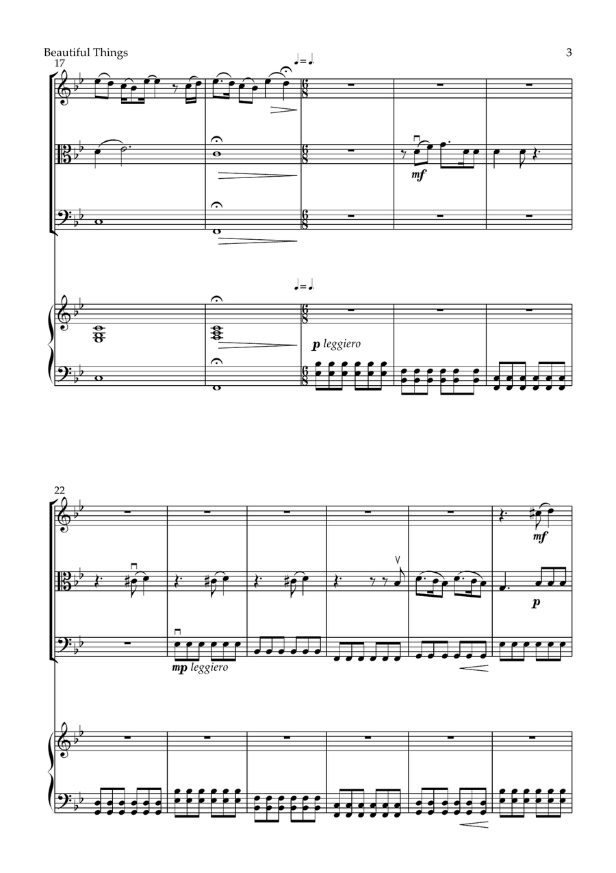 Beautiful Things Piano Quartet scores gallery preview page 3