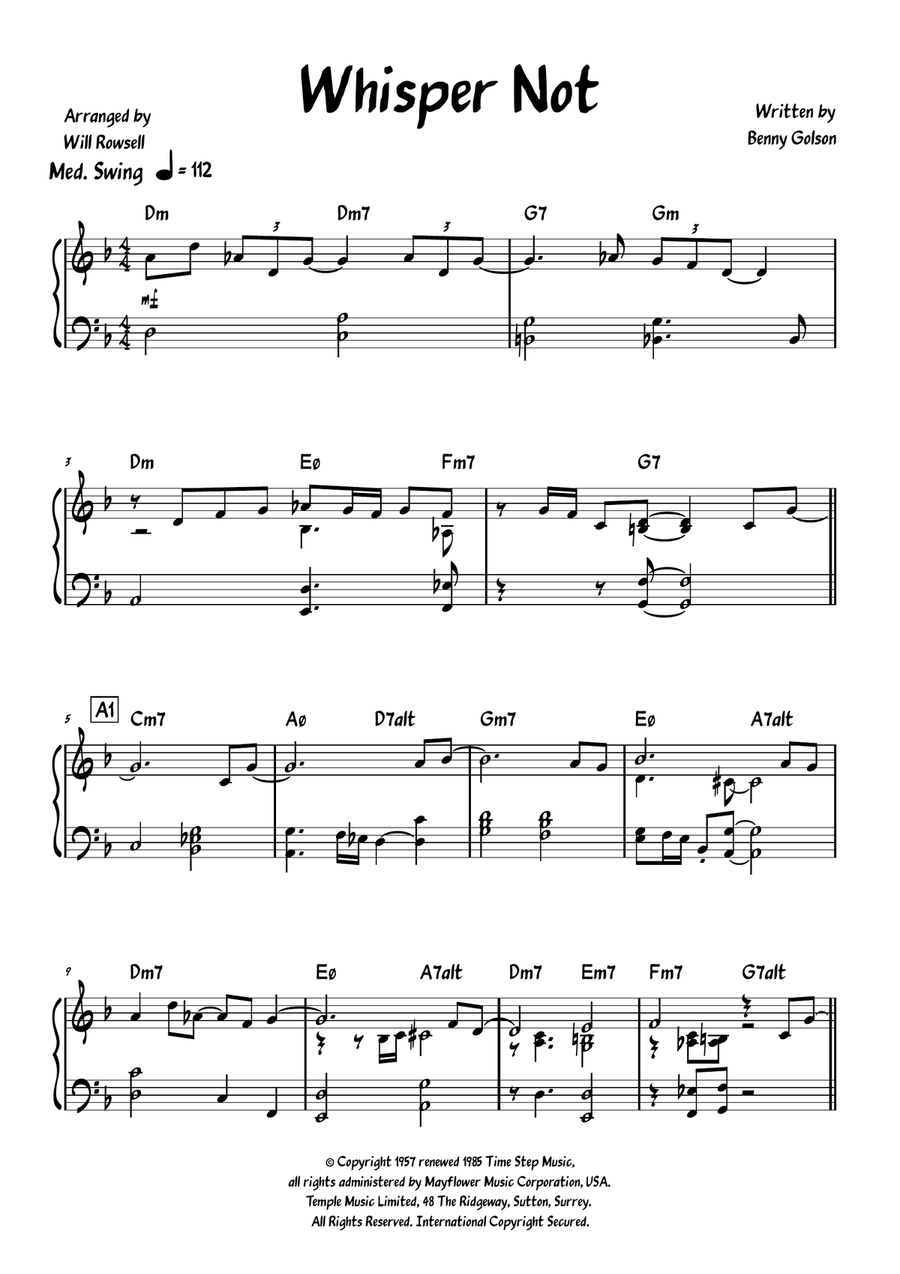 Whisper Not Whisper Not Piano Solo scores gallery preview page 1
