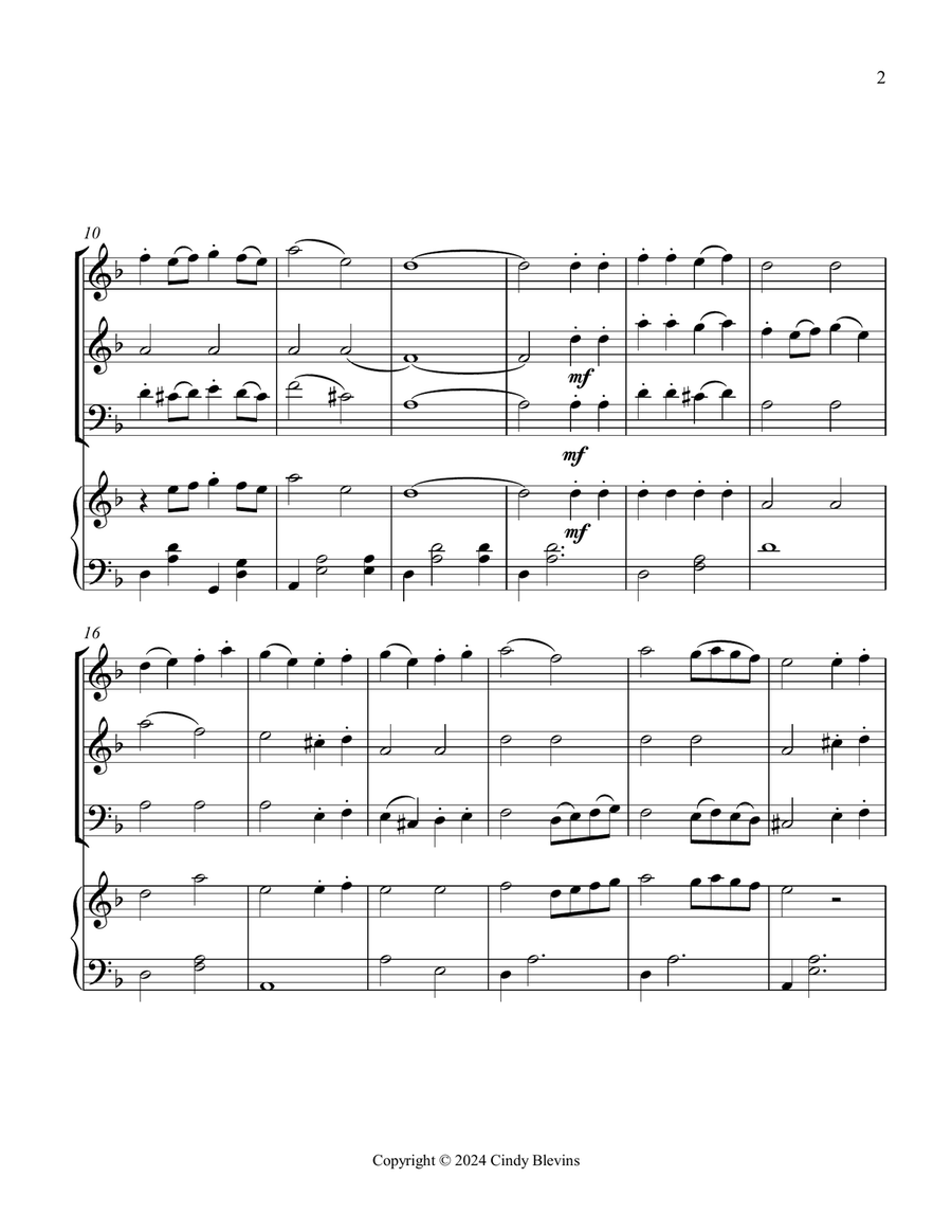 Pat-a-pan, for Two Violins, Cello and Piano Piano Quartet scores gallery preview page 3