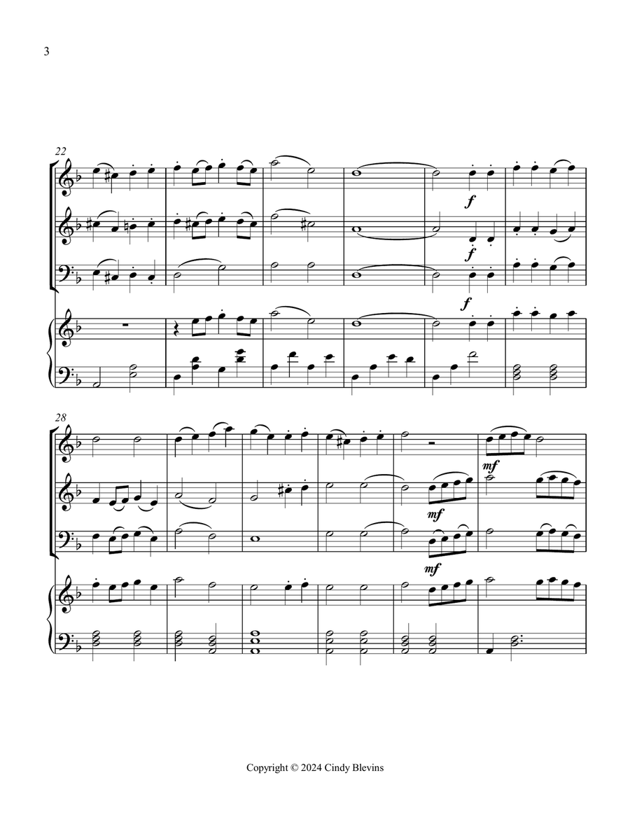 Pat-a-pan, for Two Violins, Cello and Piano Piano Quartet scores gallery preview page 4