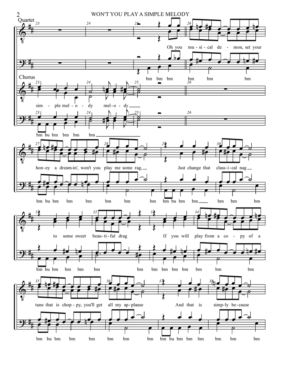 Won't You Play A Simple Melody TTBB scores gallery preview page 3