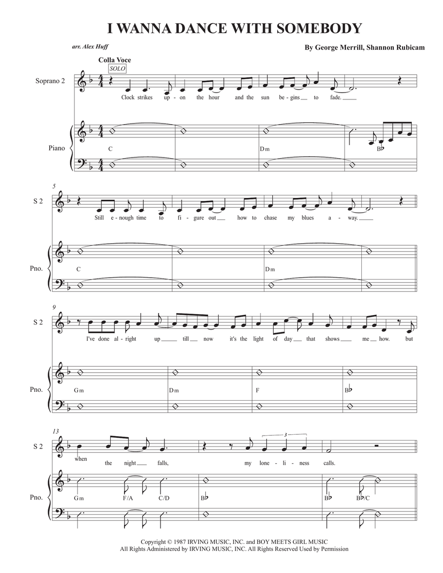 I Wanna Dance With Somebody SSA scores gallery preview page 1