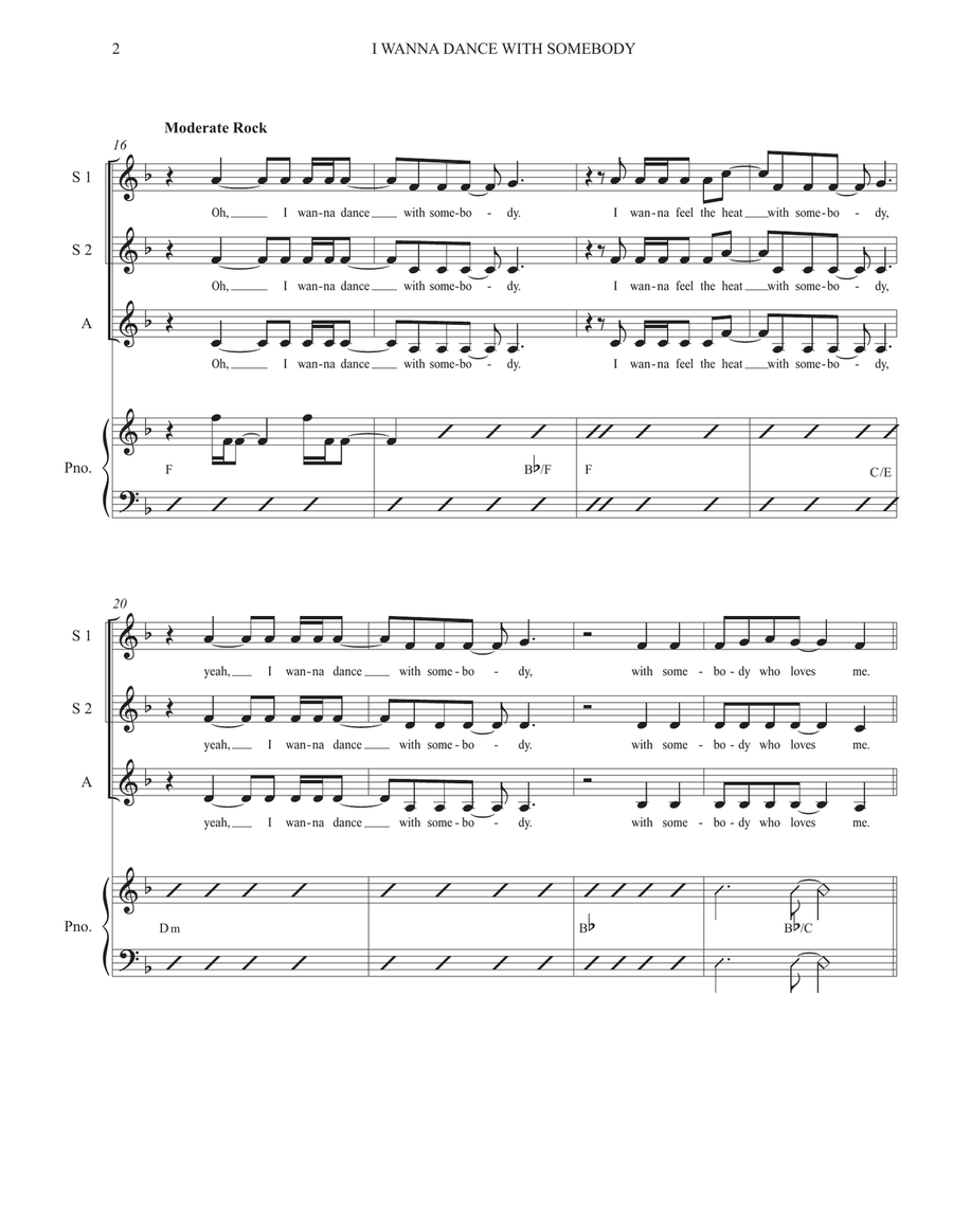 I Wanna Dance With Somebody SSA scores gallery preview page 2