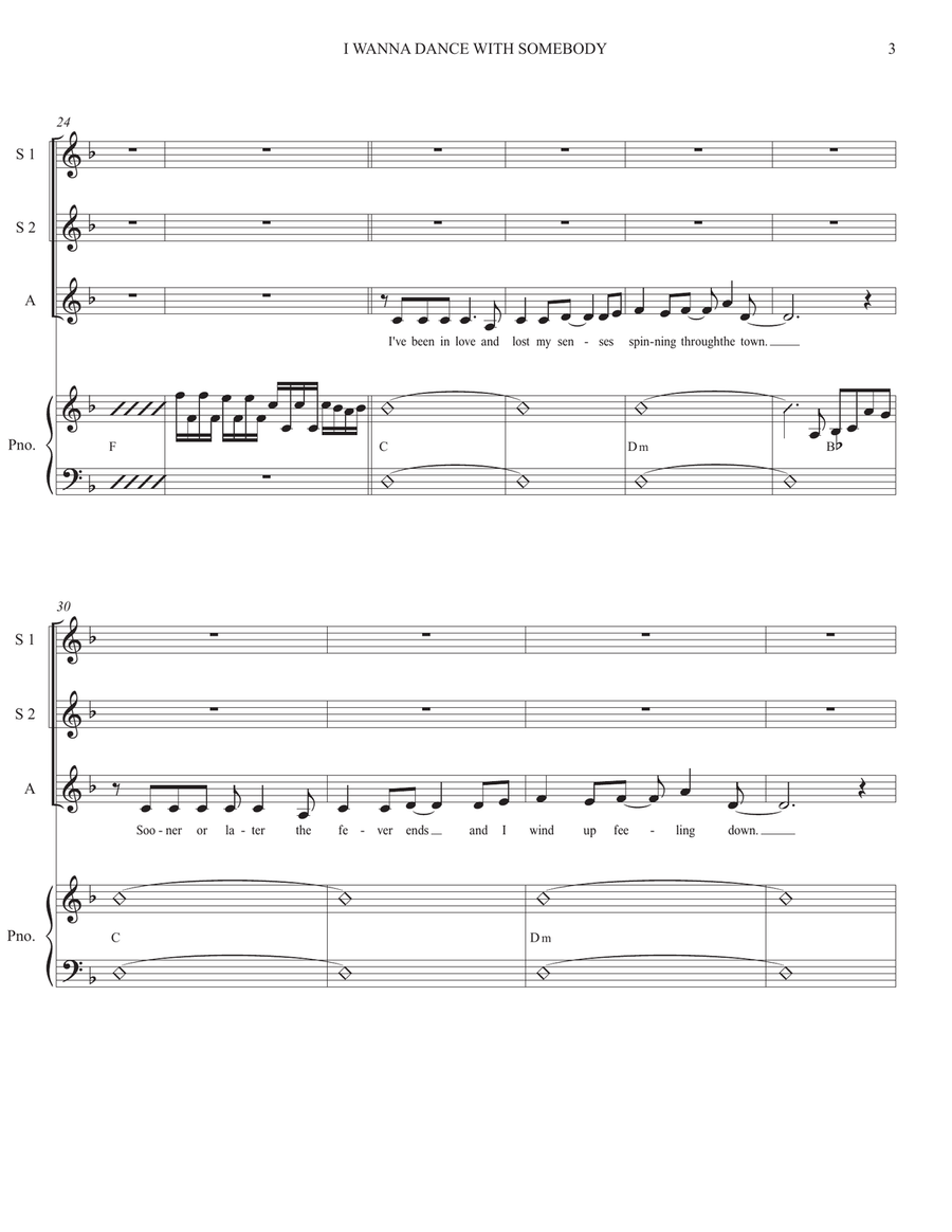 I Wanna Dance With Somebody SSA scores gallery preview page 3