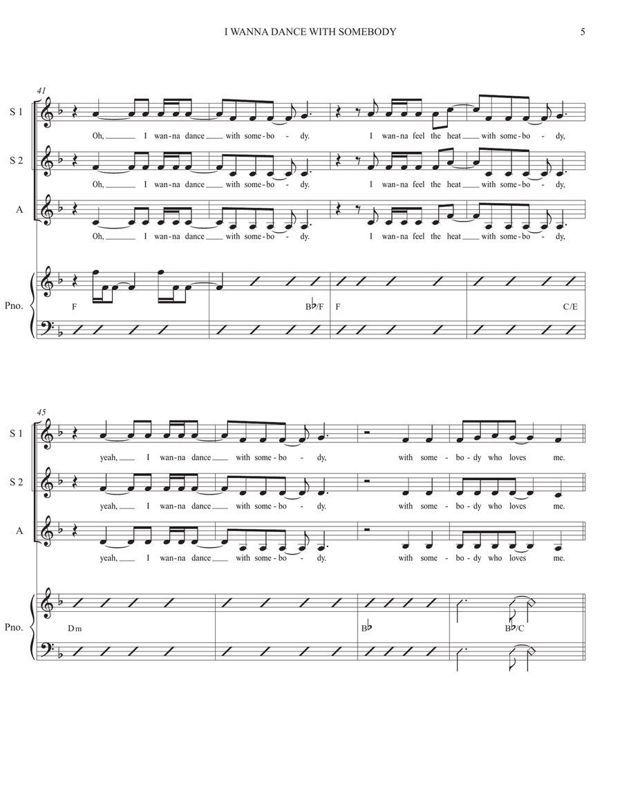 I Wanna Dance With Somebody SSA scores gallery preview page 5
