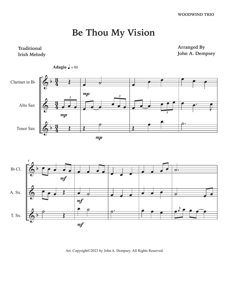 Be Thou My Vision (Woodwind Trio): Clarinet, Alto Sax and Tenor Sax Woodwind Trio scores gallery preview page 5