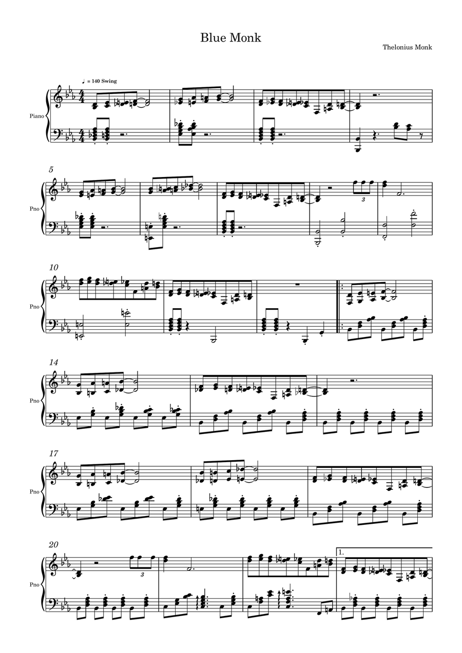Blue Monk Blue Monk Piano Solo scores gallery preview page 1