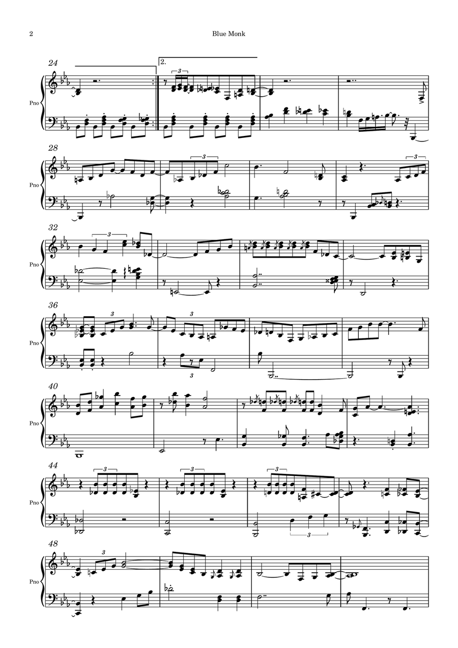 Blue Monk Blue Monk Piano Solo scores gallery preview page 2