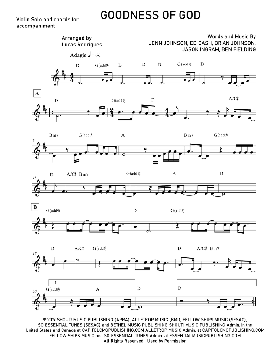 Goodness Of God Goodness Of God Violin Solo scores gallery preview page 1