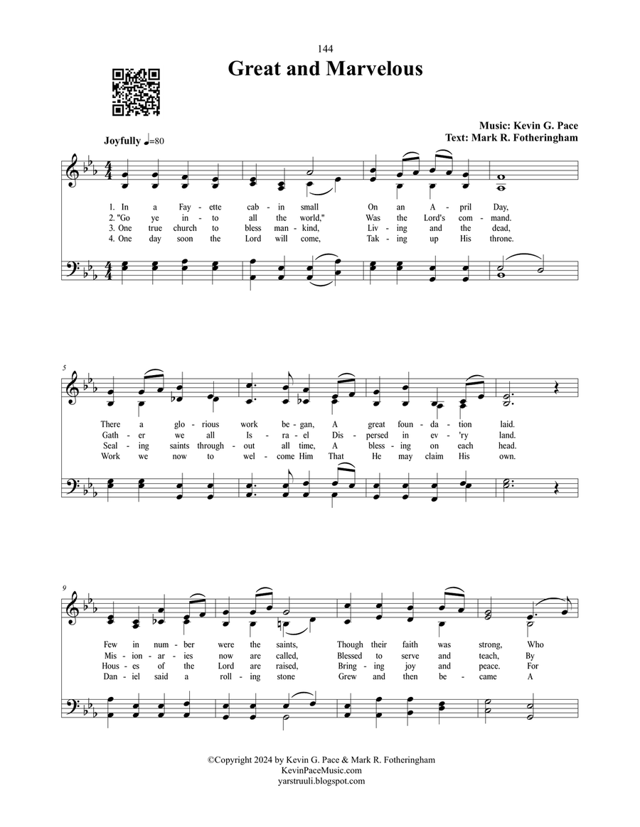 Great and Marvelous, a sacred hymn 4-Part scores gallery preview page 2