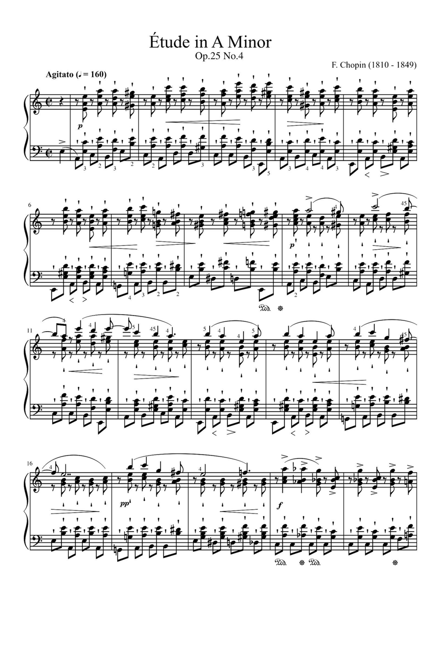Etudes, Op.25 No.4 in A minor - Fryderyk Fanciszek Chopin Piano Method scores gallery preview page 1
