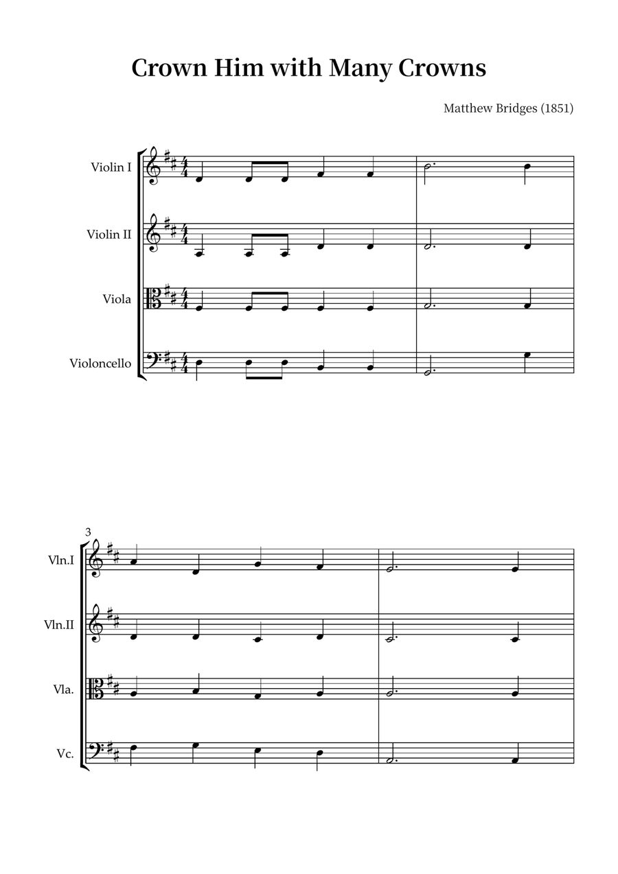 Crown Him with Many Crowns String Quartet scores gallery preview page 1