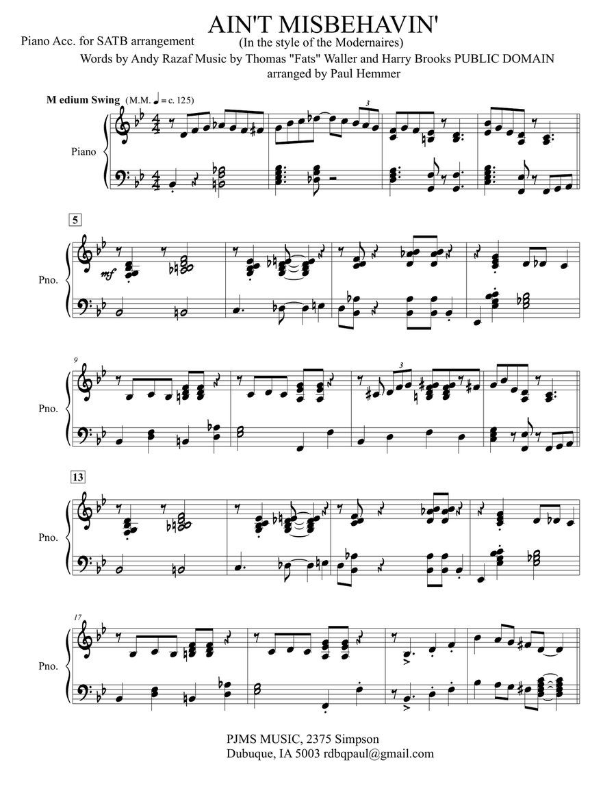 Ain't Misbehavin' Ain't Misbehavin' Jazz Ensemble scores gallery preview page 3