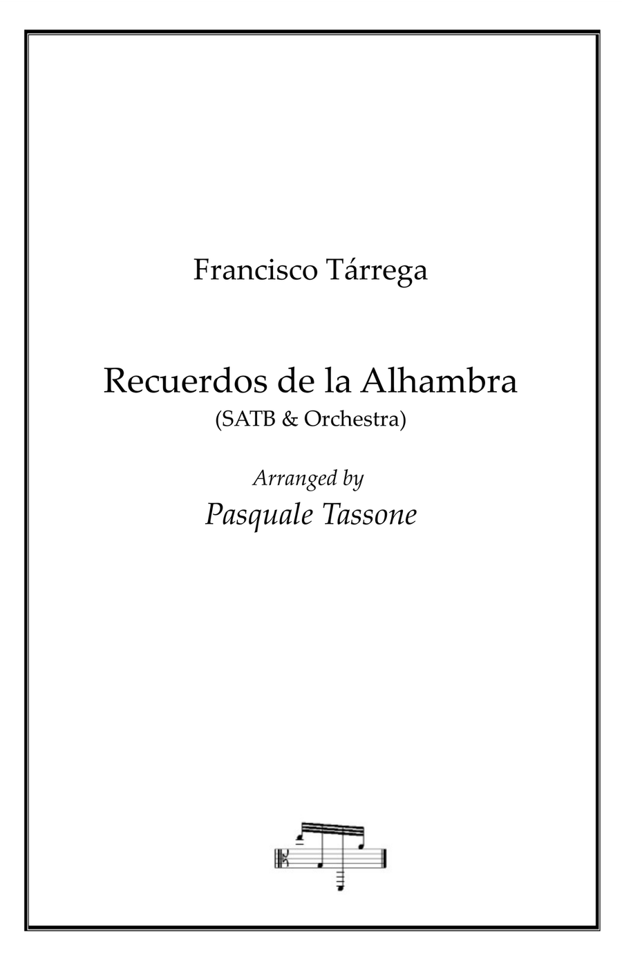 Recuerdos De La Alhambra for SATB Chorus and Orchestra 4-Part scores gallery preview page 1