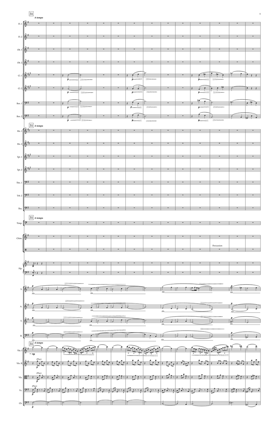 Recuerdos De La Alhambra for SATB Chorus and Orchestra 4-Part scores gallery preview page 5