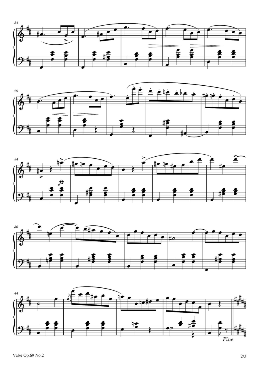 Waltz Op. 69 No. 2 - Fryderyk Fanciszek Chopin Piano Solo scores gallery preview page 2