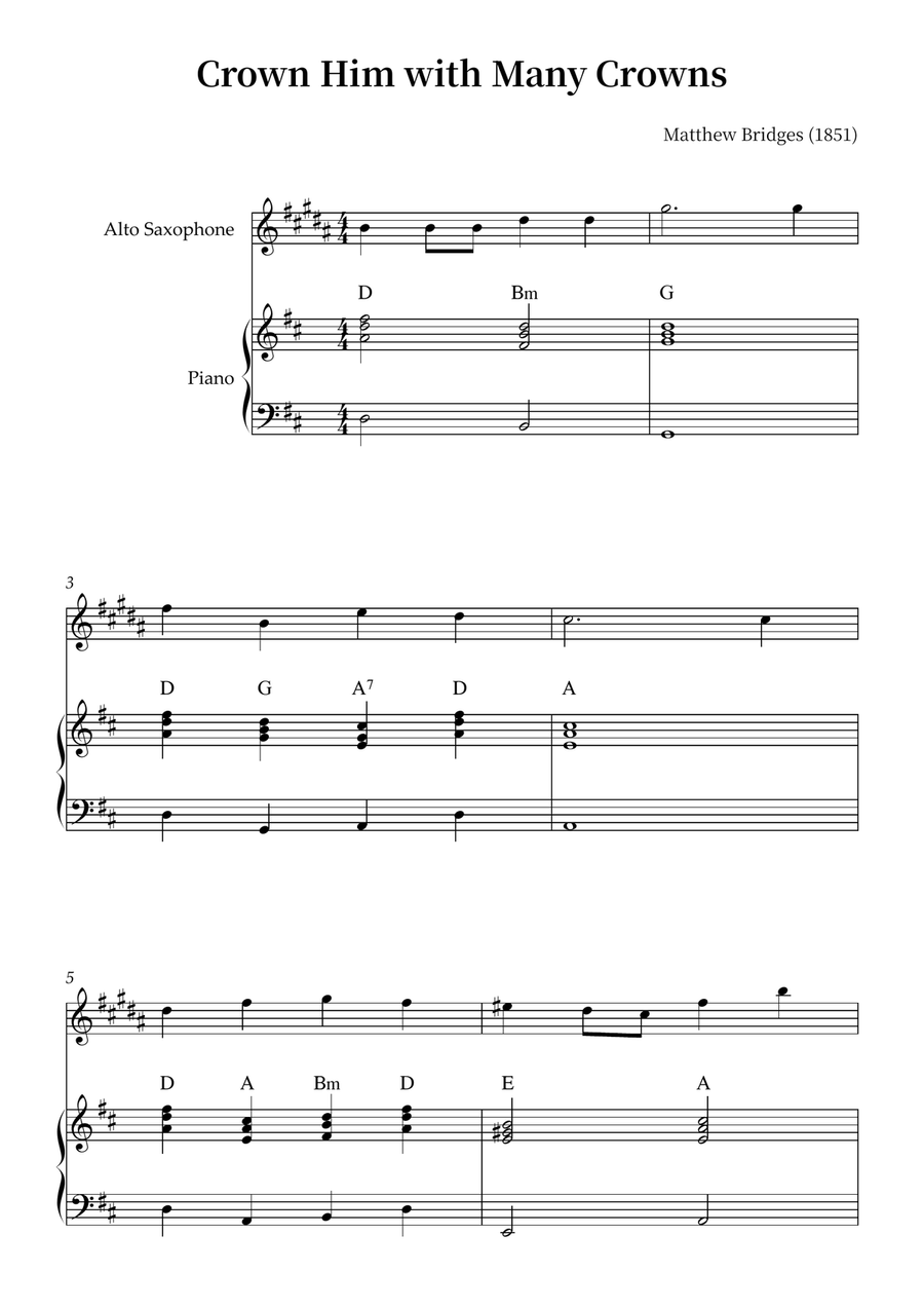 Crown Him with Many Crowns Alto Saxophone scores gallery preview page 1