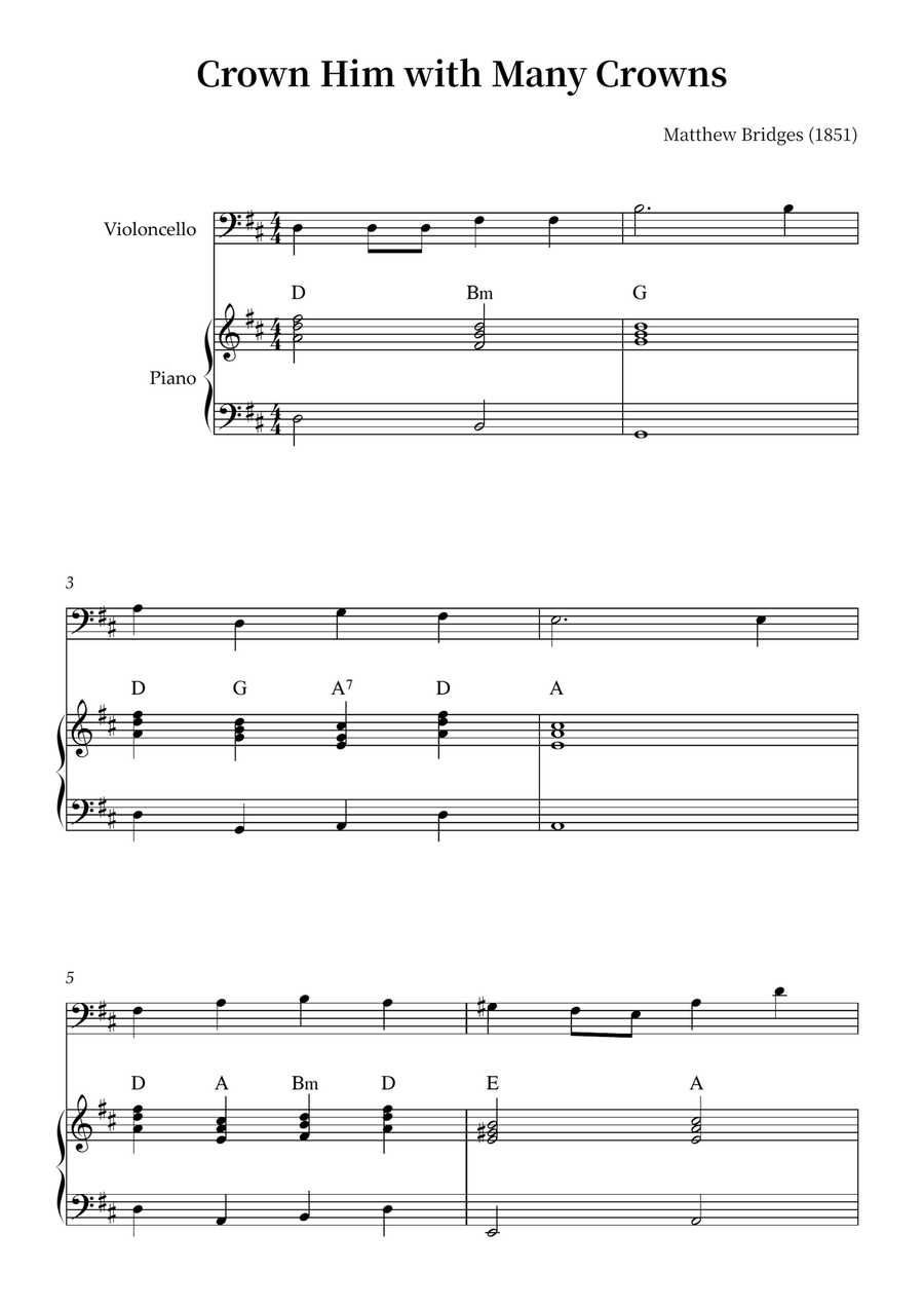 Crown Him with Many Crowns Piano scores gallery preview page 1