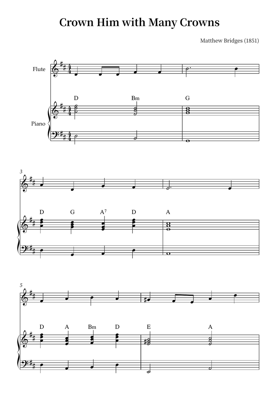 Crown Him with Many Crowns Flute Solo scores gallery preview page 1