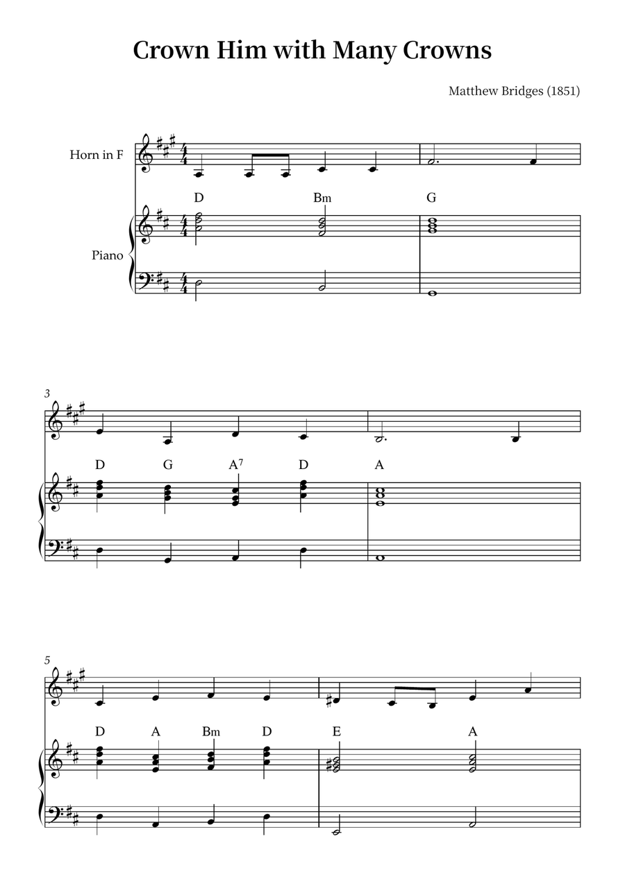 Crown Him with Many Crowns Horn Solo scores gallery preview page 1