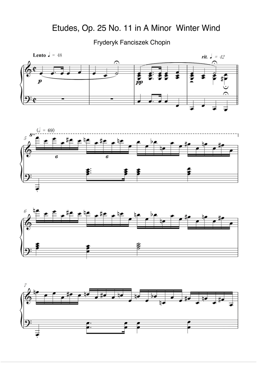 Etudes, Op. 25 No. 11 in A Minor Winter Wind - Fryderyk Fanciszek Chopin Piano Method scores gallery preview page 1