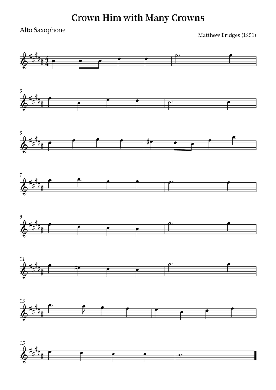 Crown Him with Many Crowns Alto Saxophone scores gallery preview page 1