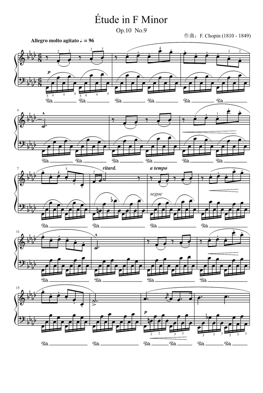 Etudes, Op.10 No.9 in F minor - Fryderyk Fanciszek Chopin Piano Method scores gallery preview page 1