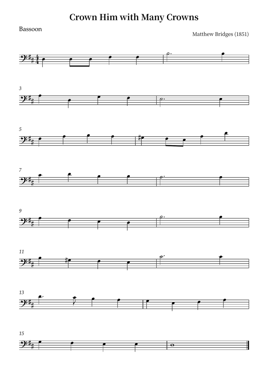 Crown Him with Many Crowns Bassoon Solo scores gallery preview page 1