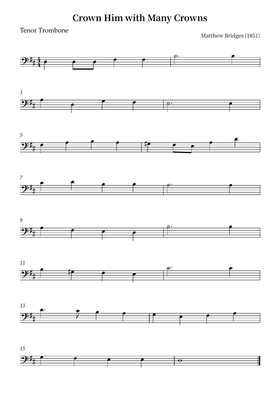 Crown Him with Many Crowns Trombone Solo scores gallery preview page 1