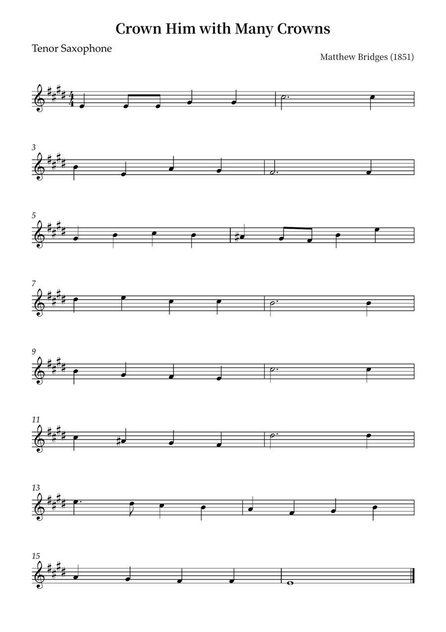 Crown Him with Many Crowns Tenor Saxophone scores gallery preview page 1