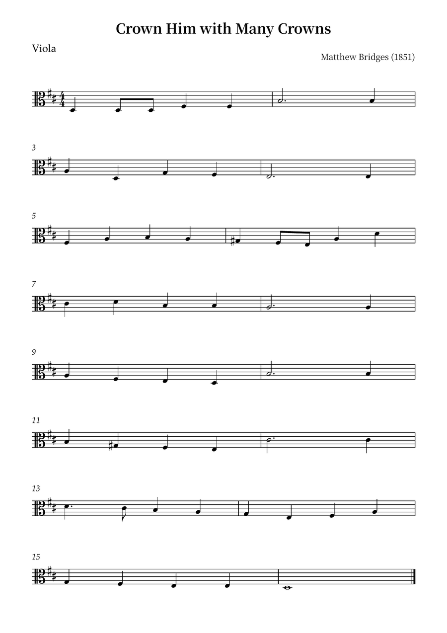 Crown Him with Many Crowns Viola Solo scores gallery preview page 1
