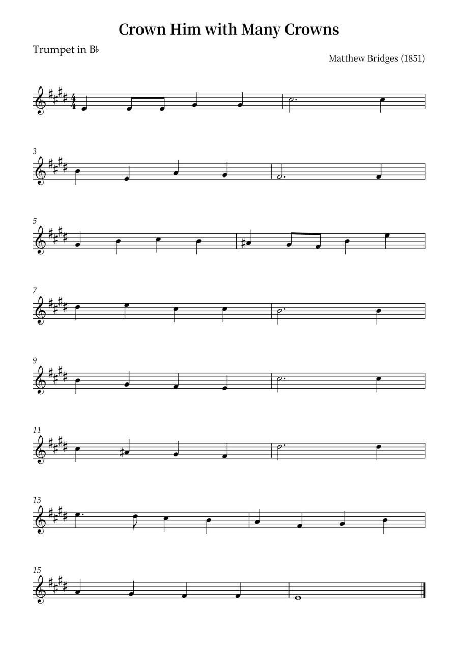 Crown Him with Many Crowns B-Flat Trumpet scores gallery preview page 1