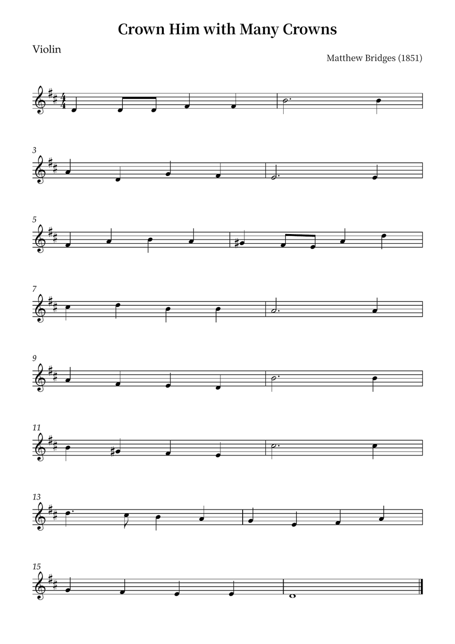 Crown Him with Many Crowns Violin Solo scores gallery preview page 1
