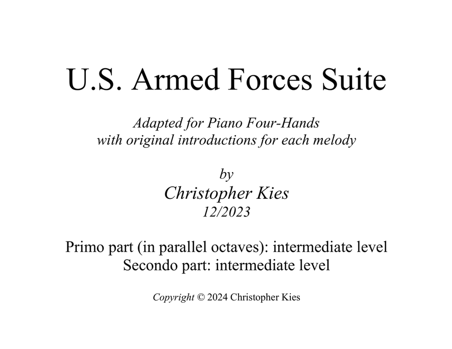 U.S. Armed Forces Suite for Piano Four-Hands Piano Method scores gallery preview page 1