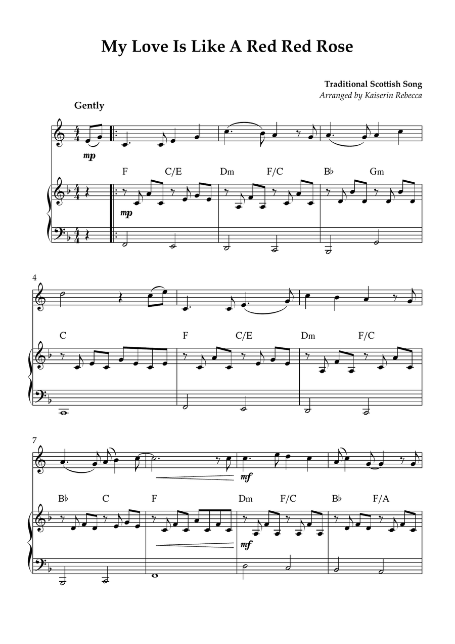 My Love Is Like A Red Red Rose Horn Solo scores gallery preview page 1