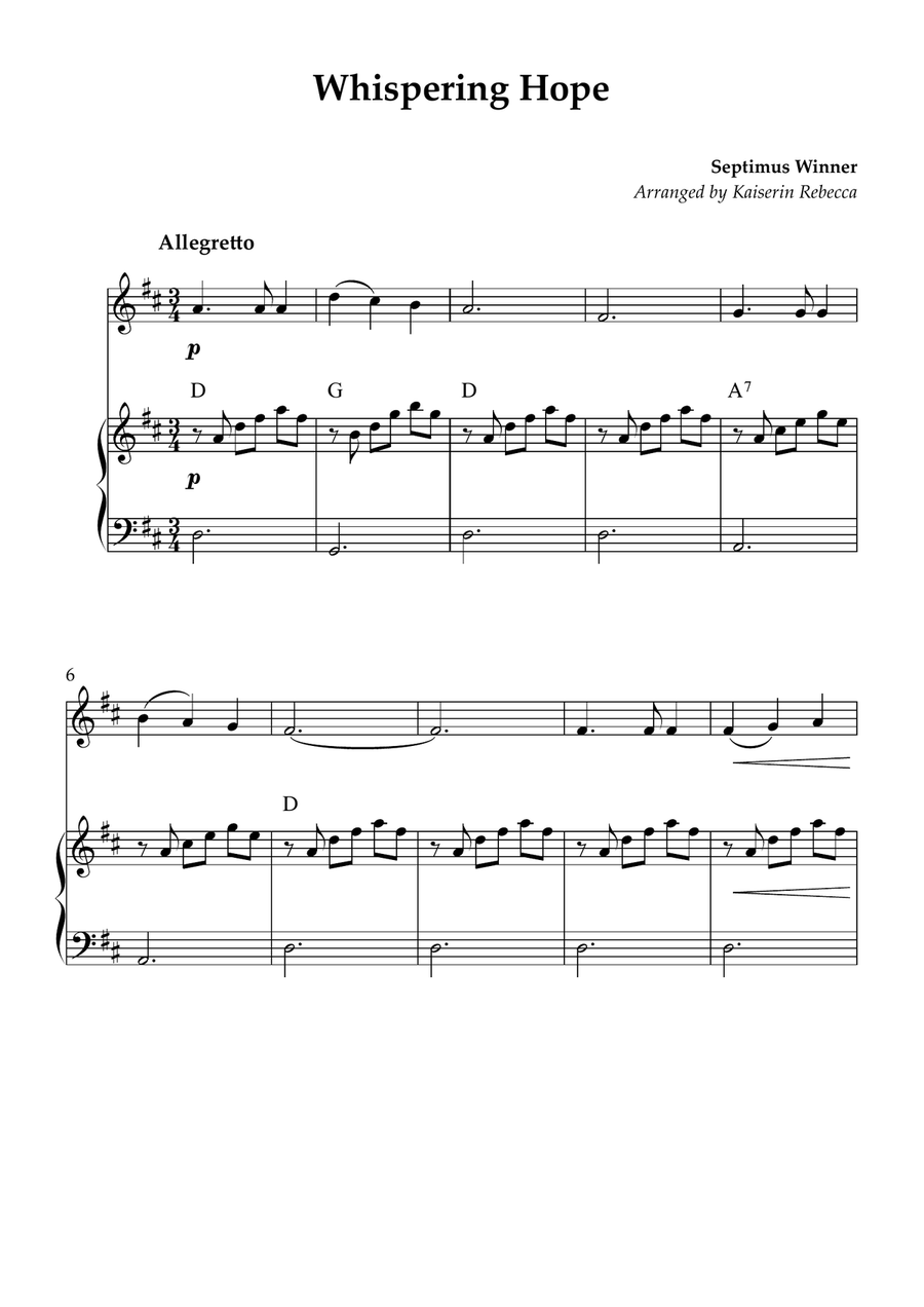 Whispering Hope Whispering Hope Violin Solo scores gallery preview page 1
