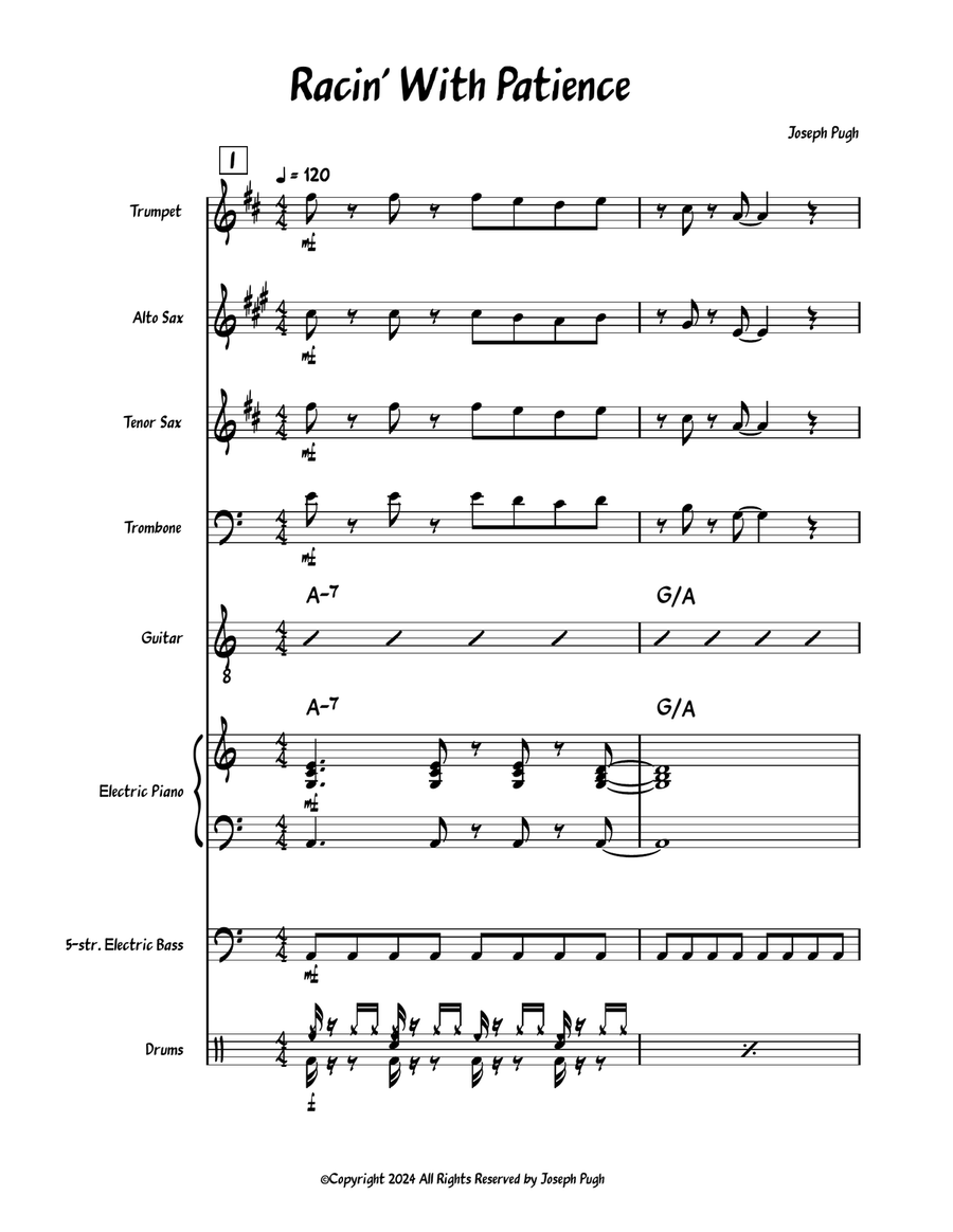 Racin' With Patience Racin' With Patience Jazz Ensemble scores gallery preview page 1