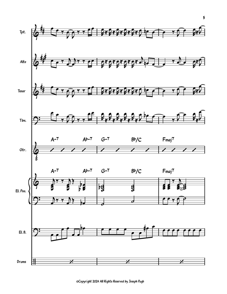 Racin' With Patience Racin' With Patience Jazz Ensemble scores gallery preview page 5