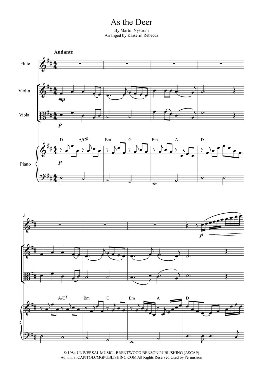 As The Deer - Score Only As The Deer - Score Only Small Ensemble scores gallery preview page 1
