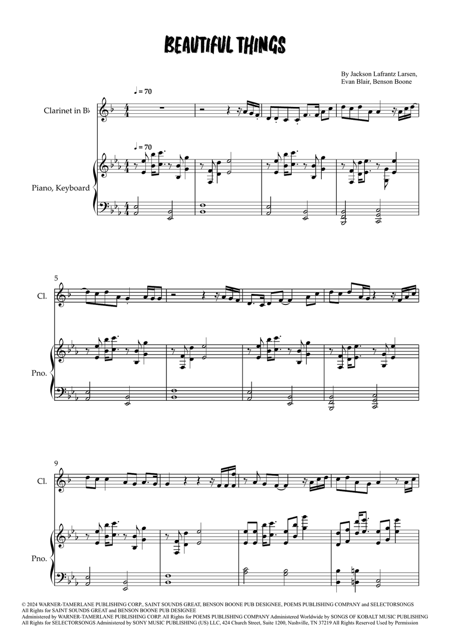 Beautiful Things Beautiful Things Clarinet Solo scores gallery preview page 1