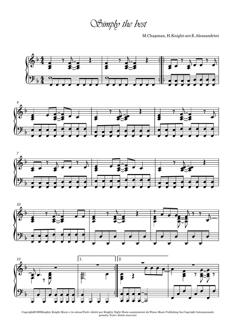 The Best (Simply The Best) Piano Method scores gallery preview page 1