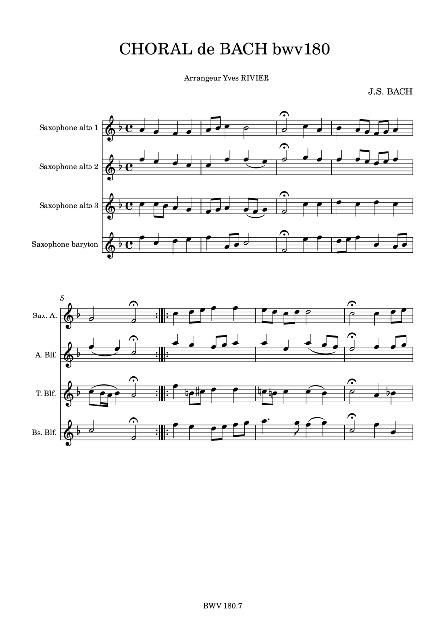 Choral bwv180 de Bach Choral bwv180 de Bach Woodwind Ensemble scores gallery preview page 1