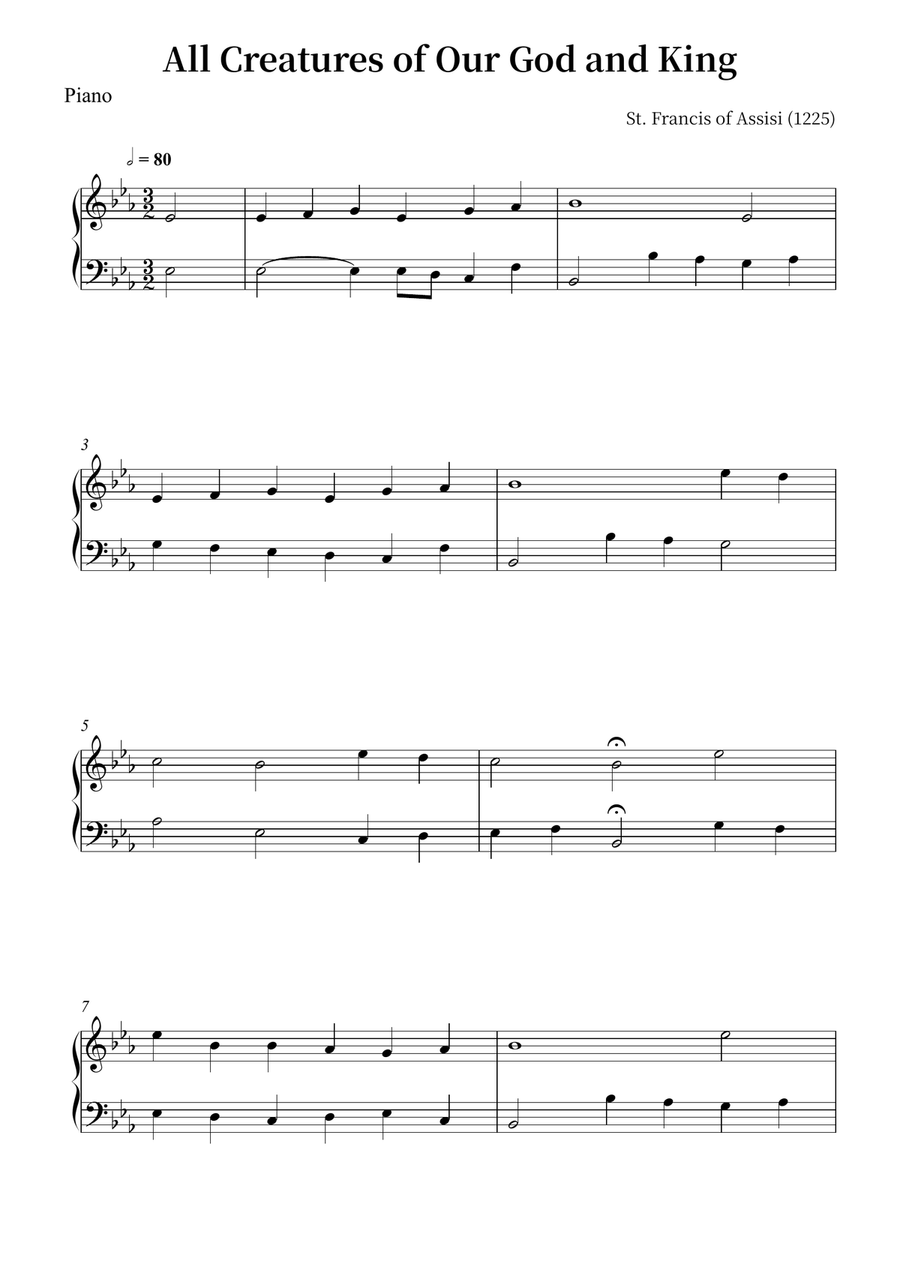 All Creatures of Our God and King Piano Solo scores gallery preview page 1