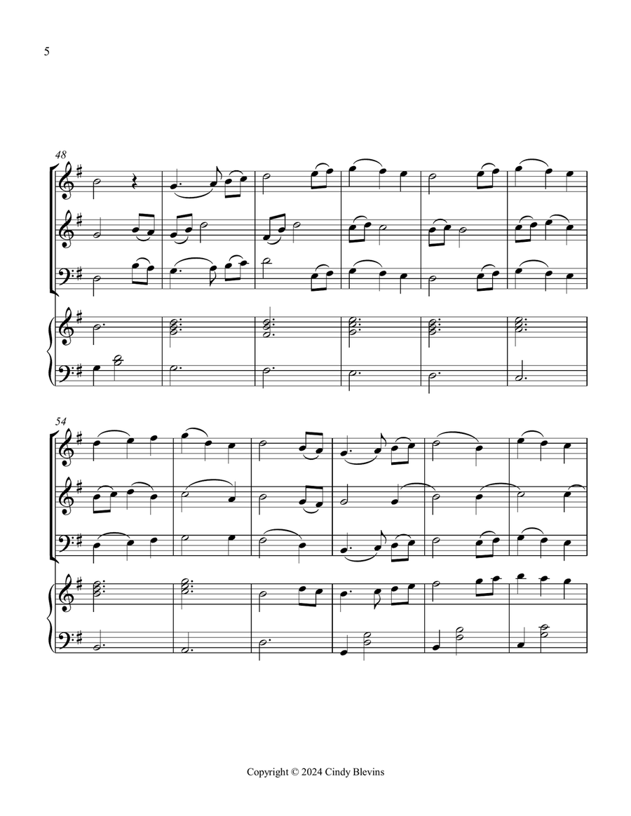The First Noel, for Two Violins, Cello and Piano Piano Quartet scores gallery preview page 6