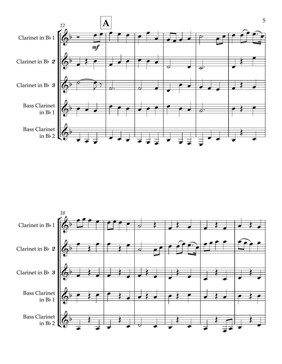 Jupiter Slow Theme from the Planets | Clarinet Quintet Clarinet Quintet scores gallery preview page 5