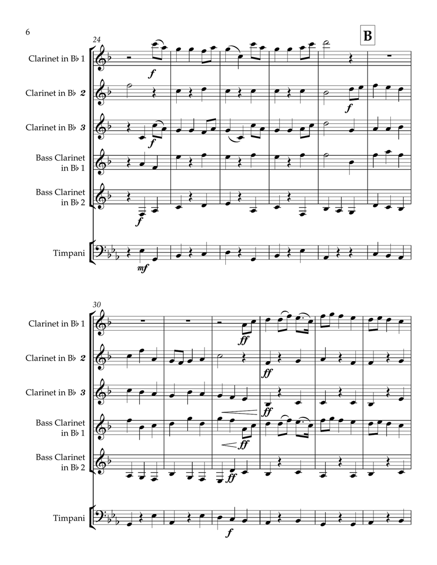 Jupiter Slow Theme from the Planets | Clarinet Quintet Clarinet Quintet scores gallery preview page 6