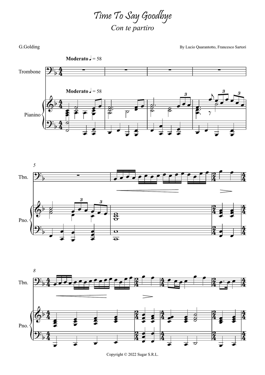 Con Te Partiro (Time To Say Goodbye) Piano scores gallery preview page 1
