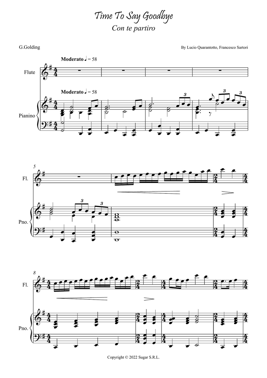 Con Te Partiro (Time To Say Goodbye) Flute Solo scores gallery preview page 1
